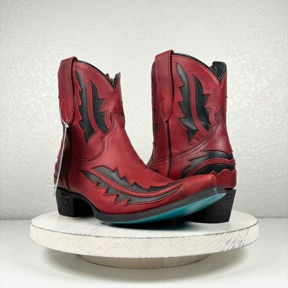 Lane Boots Shoes - NEW Lane WALK THE LINE Red Cowboy Boots Womens 8.5 Western Snip Toe Short Ankle
